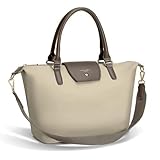 David Jones   Sac à Main Cabas Nylon Femme   Fourre Tout Sac Shopping Souple   Shopper Tote Porté Epaule Bandoulière Capacité Moyenne   Elégant Travail Ville Voyage Mode Original Tendance   Beige