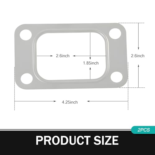 Image of 2 PCS Car T3 Turbine Flange Gasket, Stainless Steel 4-Hole T3 T34 T35 T38 GT35 GT35R Turbocharger Intake Manifold Flange Gasket, Replacement Accessories, Suitable for Most Cars (Silver)