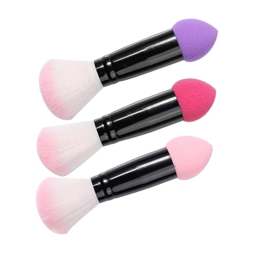 FRCOLOR 3pcs Dual Ended Makeup Brushes Blush Contour Brush for Effortless Application Travel Friendly Lightweight Design