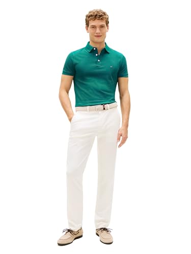 Image of Tommy Hilfiger Men's Short Sleeve Polo Shirts in Slim Fit with Stretch and Organic Pique Cotton