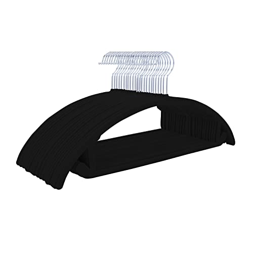 MIZGI Premium Velvet Hangers 50 Pack Heavyduty- Non Slip No Shoulder Bump Suit Hanger - Chrome Hooks,Space Saving Clothes Rounded Shape for Coat,Sweater,Jackets,Pants by MIZGI - Used condition - US$24.98