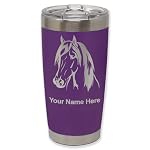 LaserGram Personalized 20oz Tumbler, Horse Head 1 (Dark Purple)
