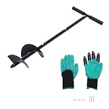 HINOPY Erdbohrer 150 mm, 6' Gartenbohrer mit Rutschfestem Griff und Handschuhe, 15 x 85cm Schnecken Erdlochbohrer, Handerdbohrer für Garten Pflanzen, Tiefkultivieren