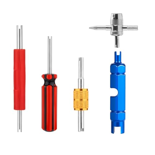 Helonge Tire Valve Stem Removal Tool Set, 5 Pcs Tire Valve Stem Tool Kit, Double and Single Head Valve Core Remover, Tire Repair Tool Set, Valve Core Remover Tool