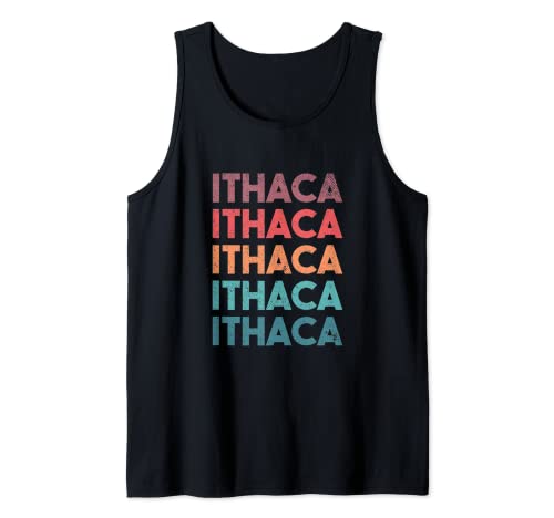 Ithaca New York Vintage Style Retro Color Canotta
