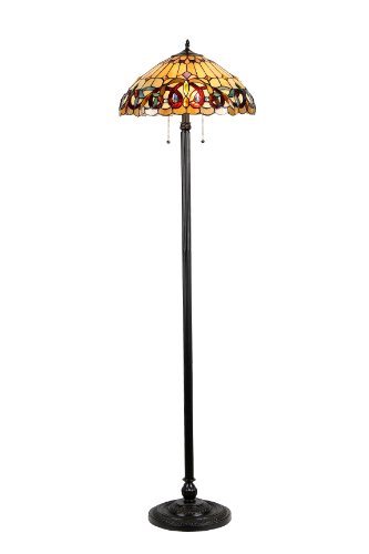 Chloe Lighting CH33353VR18-FL2"Serenity" Tiffany-Style Victorian 2 Light Floor Lamp 18" Shade, 65.4" x 18.1" x 18.1"