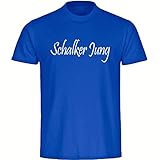 0 multifanshop Kinder T-Shirt - Schalke - Schalker Jung - Druck weiß - Kind Größe 176 blau