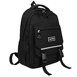 Mochila Feminina Para Viagem Dia a Dia Escolar Faculdade Reforçada Linda Fofa Impermeável (Preto)