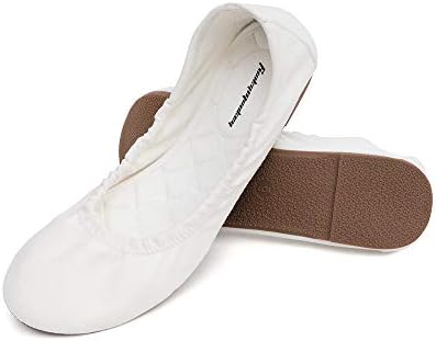 FUNKYMONKEY Women's Ballet Flats Soft Round Toe Comfortable Shoes (7 M US, White)