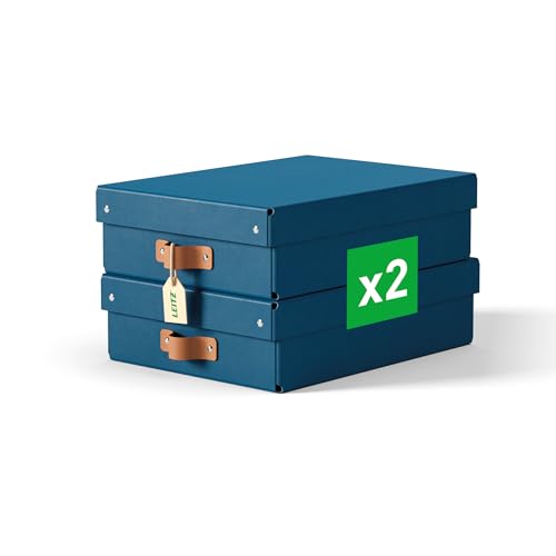 Boîtes de rangement Leitz Puro format moyen bas avec couvercle : 2 boîtes solides, boîtes...