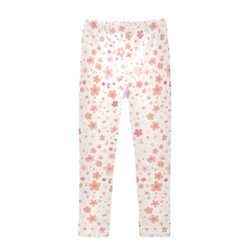 KLL Cherry Blossoms Girls Cotton Leggings Fashion Full Length Leg Yoga Pants Sports