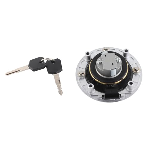 Image of Motorcycle Gas Tank Cap with 2 Keys, Anti-Theft Fuel Cap Cover Fits SV1000 SV650, Z1000 Z750 Z600, CBR1000RR CBR600RR CBR650F, FZ1 FZ6 FZ8 (Silver)