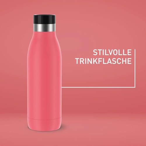 Emsa Bludrop Isolier-Trinkflasche, 0,5 Liter, 100% dicht, Quick-Press Verschluss, Ergonomischer 360° Trinkgenuss, 12h warm, 24h kühl… – Ansicht 5
