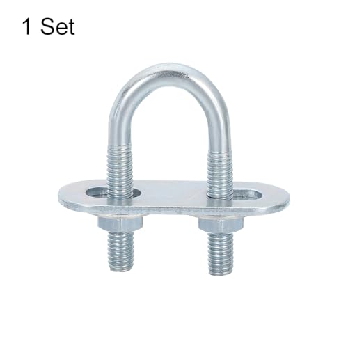 Image of uxcell Round U-Bolts, 1 Set 16mm Inner Width 46mm Length M6 Zinc-Plated Carbon Steel U Clamp Bolt with Nuts and Plates, for Boat Trailer