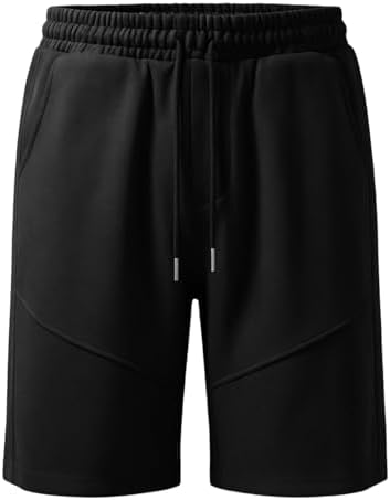 Mens Shorts 2026 Casual Drawstring Lightweight Work Athletic Gym Shorts Lounge Elastic Waist Summer Beach Sweatpants Shorts Men Black Large — view 6