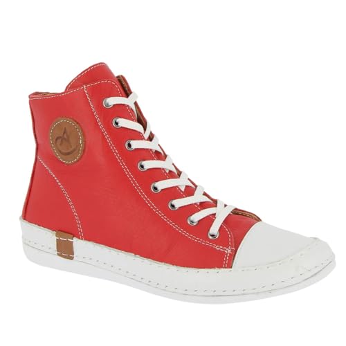 Andrea Conti Damen Stiefelette High Top Sneaker lässig mit Highlights 0025902, Größe:37 EU, Farbe:Rot
