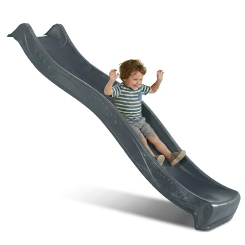 DEMMELHUBER - Rutsche WATERSLIDE 2,30 mit Wasseranschluss, Wellenrutsche, Gartenrutsche, Kinderrutsche, Wasserrutsche (Anthrazit)