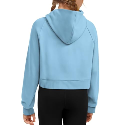 Girls Sweatshirt Graphic Hoodies for Kids Zip Up Hooded Pullover Cute Crop Tops Fall Jackets with Pockets 5-143