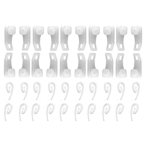 SISI UK Ganchos deslizantes para cortina de plástico blanco con ganchos de plástico blanco, ganchos de cortina para ventana y cortina de ducha, paquete de 20