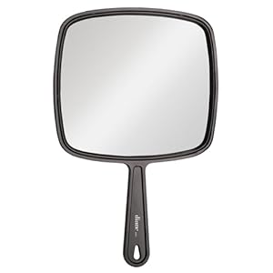 Diane Professional Quality Hand Mirror – Hand Held Mirror with Handle, Single Sided Vanity Makeup Mirror for Women, Men, Salon, Barber, Shaving, and Travel, Medium 7.5″ x 10.75″ In Black