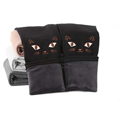 IRELIA Winter Girls Cotton Fleece Lined Leggings Pants Dy Black XXS Cover