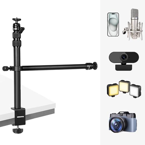 CAMBOFOTO Trípode de Mesa Estable y Portátil, Soporte Ajustable 37-82.5cm con Cabeza de Bola 360°, Compatibilidad Universal para Cámaras, Móviles, Luces de Anillo y Micrófonos