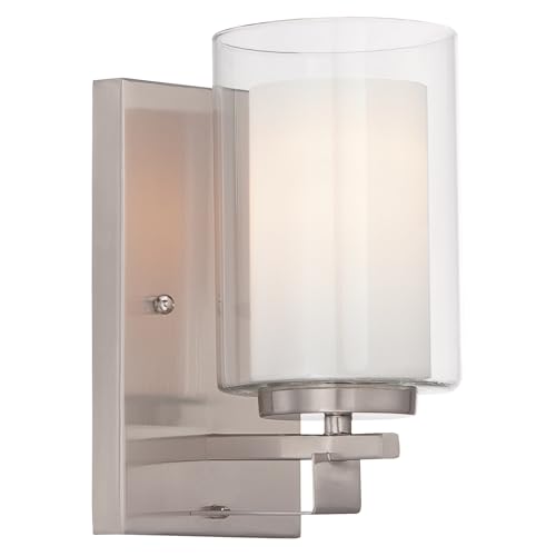 Image of Minka Lavery 6101-84 Parsons Studio Vanity Bath Light, 1-Light, 100 Total Watts, 4.5-in H x 8.75-in W, Brushed Nickel