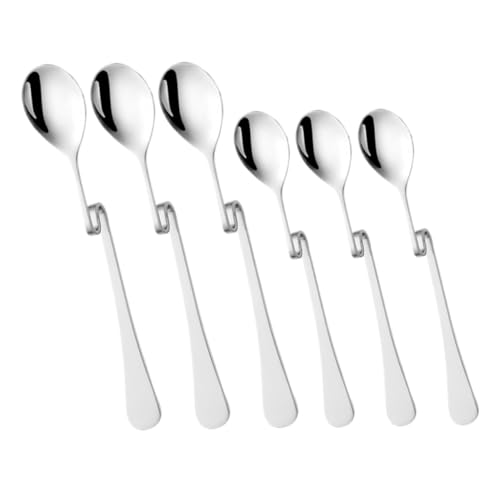 OFFSCH 6Piezas Cucharas de Café Colgantes Inoxidable con Curvado de Cucharaditas Creativas Forma de S y Postres