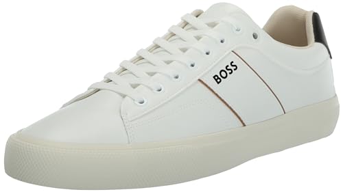 Image of BOSS Men's Aiden Logo Block Leather Low Top Sneakers
