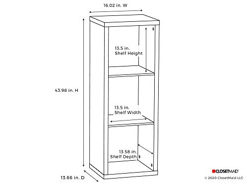image for ClosetMaid 3 Cube Storage Shelf Organizer Bookshelf with Back Panel, E
