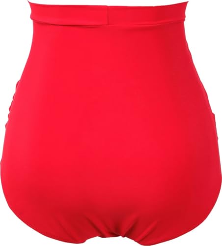 Image of COCOPEAR Women's Ruched High Waisted Bikini Bottom Retro Vintage Swim Short Tankinis | Bathing Suit Bottoms, Full Coverage, Tummy Control, Plus Size, High Rise, Swimwear, Swim Bottoms, Curvy, Slimming