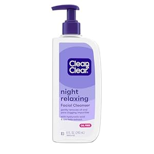 Clean & Clear Night Relaxing Deep Cleaning Oil-Free Face Wash with Deep Sea Minerals, Sea Kelp Extract & Glycerin, Purifying Facial Cleanser For All Skin Types, Non-Comedogenic, 8 Fl Oz, Pack of 6