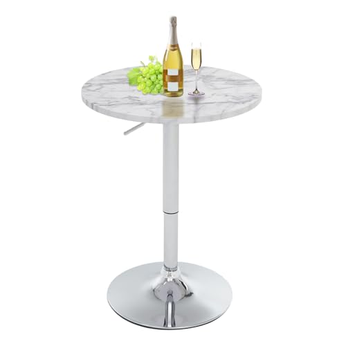 Deenziilix Round Bar Table Height Adjustable with MDF Top, 23.6"