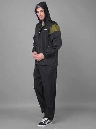 Image of Dollar Rainguard Men's Reversible Full Sleeve Solid Raincoat Set With Adjustable Hood and Pocket