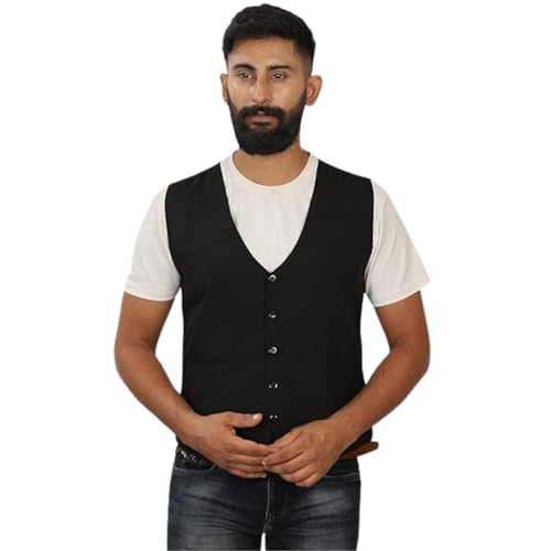 Image of Men's V-Neck Slim Fit Waistcoat - Formal & Casual Single-Breasted Suit Vest | Stylish Wedding, Party & Office Wear | Sleeveless Jacket for Men | koti for man | jodhpuri for men | mens jacket