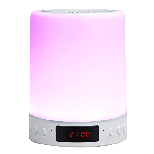 Jectse Night Light Bluetooth Speaker, Dimmable Touch Control Bedside Lamp with 7 Color Changes and FM Radio, Best Teens Boys Girls