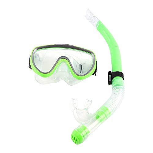 Snorkel Set, PVC Tempered Glass Mask Semi Dry Breathing Tube 4 Colors Professional Snorkeling Gear for Adults (D)