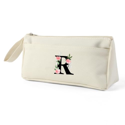 Blisswave Estojo escolar original, personalizado A-Z com nome, escola simples moderno com estilo 2 compartimentos, para presentes para professores, estudantes, colegas e irmãs, R, Adaptadores de