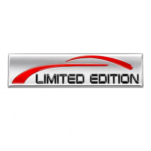 Emblème de voiture 3D édition limitée en métal chromé/noir/rouge, 10 x 2 cm, autocollant, résistant aux intempéries, badge universel pour voiture, moto, décoration (rouge chromé)