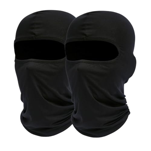 Image of PROBEROS Unisex Cotton 2Pcs Balaclava Face Mask, Face Mask for Bikers, UV Protector Full Cover, Breathable Cool Neck Protects from Wind, Sun, Dust Outdoor Activities, Black, Free Size
