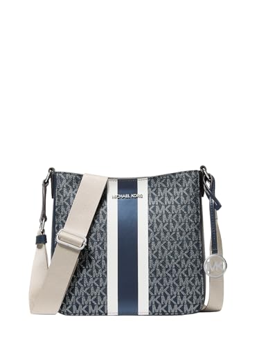 Michael Kors Jet Set Small Signature Logo Stripe Crossbody Bag Navy