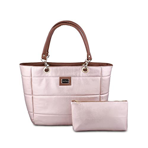 YAYAS PIEL | Austin - Bolsa Tote Bag Mujer - Bolsa de Viaje - Bolsa para Laptop Mujer - Impermeable - Incluye Cosmetiquera - Hecha en México (Oro...