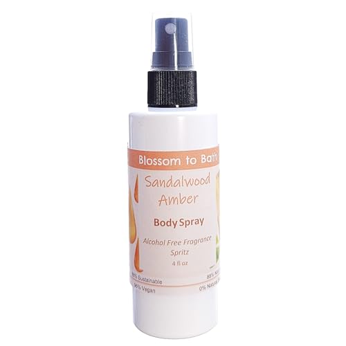 Blossom to Bath Sandalwood Amber Body Spray (4 Ounce) - Phthalate Free Fragrance - Energizes Skin with a Woodsy Warm Scent