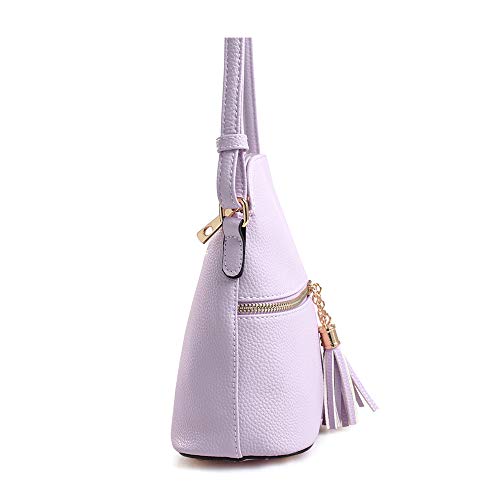 Image of SG SUGU Lunar Lightweight Medium Dome Crossbody Bag Shoulder Bag with Tassel | Zipper Pocket | Adjustable Strap