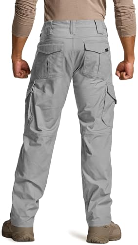 Image of CQR Men's Flex Ripstop Tactical Pants, Water Resistant Stretch Cargo Pants, Lightweight EDC Hiking Work Pants