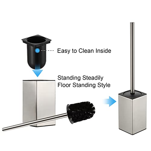 Bgl Toilet Brush Holder Stainless Steel 304 Standing Brushed Nickel Square Toilet Bowl Brush For Bathroom Storage And Organization #TOP3