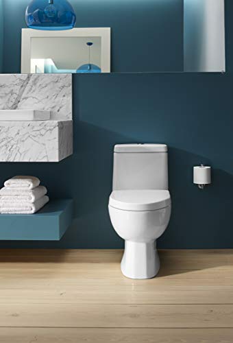 Kohler K-3983-S-0 Reach One-Piece Dual-Flush Compact Elongated Bowl Toilet With Slow Close Toilet Seat Included, White, 12-Inch Rough-In #TOP26