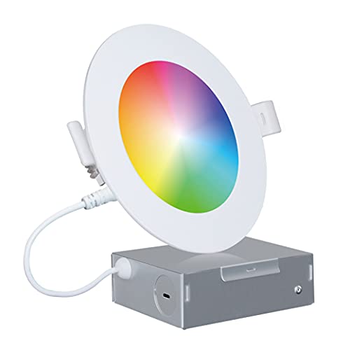 Infibrite 6 Inch Wifi Smart Ultra-Thin Led Recessed Ceiling Light 12W 1100Lm Dimmable With Junction Box, Easy Install, App & Voice Control, Alexa/Google Compatible, Etl & Energy Star, Wet Rated #TOP1