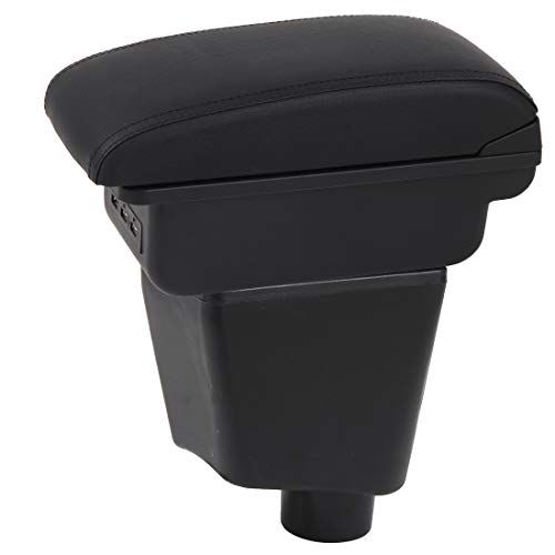 Voiture Accoudoirs Pour Captur Kaptur 2013-2017 Boîte de Rangement de La Console Centrale Intérieure Double Couche avec 3 ports de charge USB Surpiqûres noires