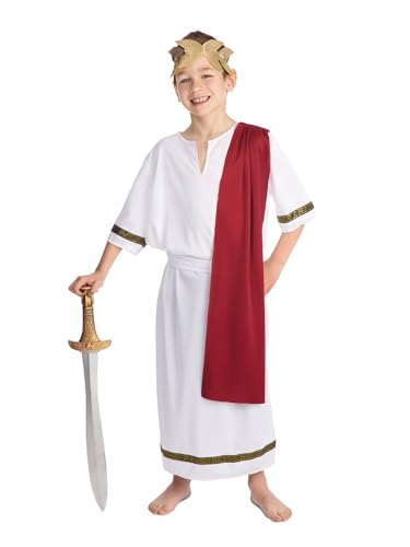 Filles ou Garçons Blanc Rouge Toge Romaine Ecole Costume Déguisement 4-14 an - Garçons, 10-12 Years